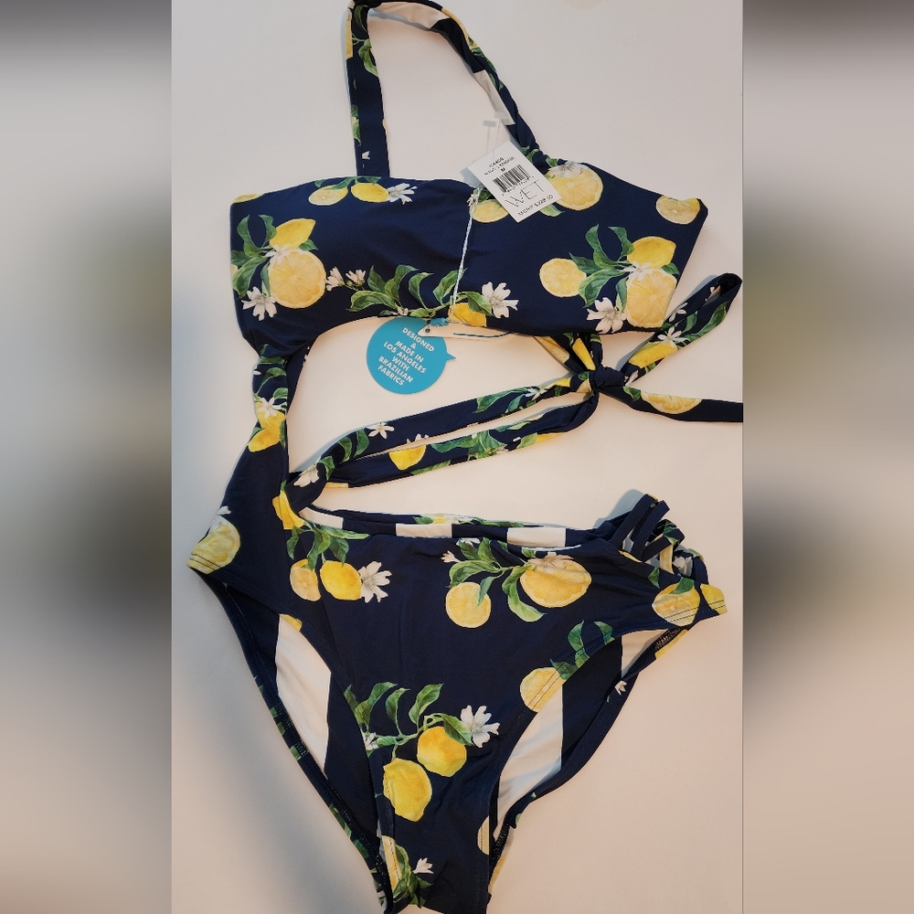 WET Swim Sardinia Paloma One Piece Swimsuit In Navy/Yellow Size Medium - Picture 5 of 15